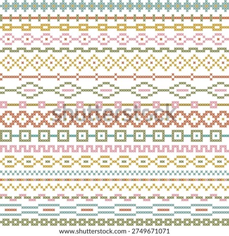 color cross stitch vector border patterns