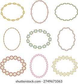 color cross stitch vector oval frames