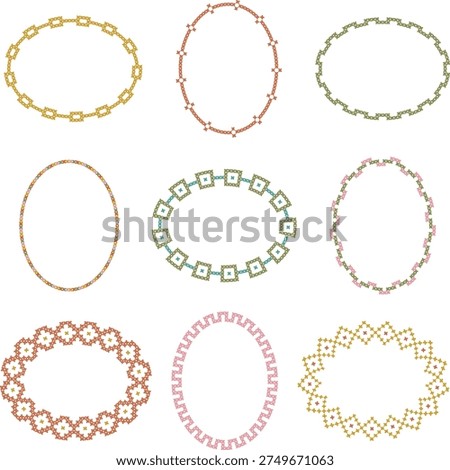 color cross stitch vector oval frames