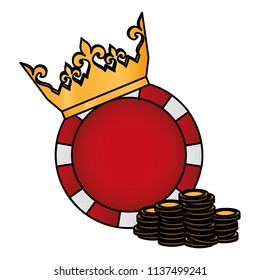 color crown with bet and coins to casino game