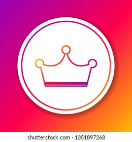 Color Crown line icon isolated on color background. Circle white button. Vector Illustration