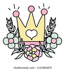 color crown object with branches leaves and flowers