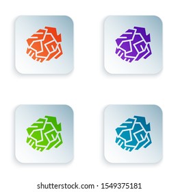 Color Crumpled paper ball icon isolated on white background. Set icons in colorful square buttons. Vector Illustration