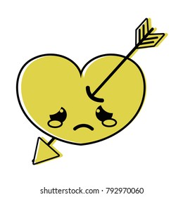 color crying heart with arrow kawaii character