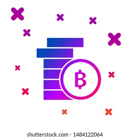 Color Cryptocurrency coin Bitcoin icon isolated on white background. Physical bit coin. Blockchain based secure crypto currency. Gradient random dynamic shapes. Vector Illustration