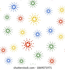 Color Cryptocurrency coin Cardano ADA icon isolated seamless pattern on white background. Digital currency. Altcoin symbol. Blockchain based secure crypto currency. Vector.