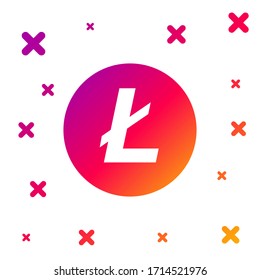 Color Cryptocurrency coin Litecoin LTC icon isolated on white background. Physical bit coin. Digital currency. Altcoin symbol. Blockchain based secure crypto currency. Vector Illustration