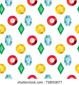 Color crystals, diamond shapes, polygon stones seamless pattern vector illustration background. Crystal stone and gem stone stylish texture