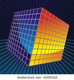color cube consisting of thousands of cubes in space	 	 	 	 	 	 	 	