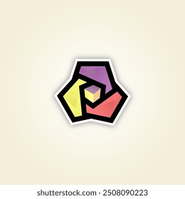 color cube and triangle pentagon logo concept vector