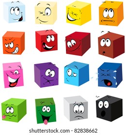 color cubes with many expressions