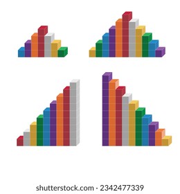 color cubes pyramids. 3d shapes. Mathematics of a geometric figure, contour vector illustration