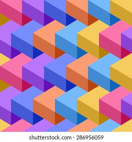 Color cubes seamless pattern. Abstract geometric background. Modern technology texture.