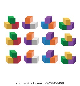 color cubes. vector illustration. on white background