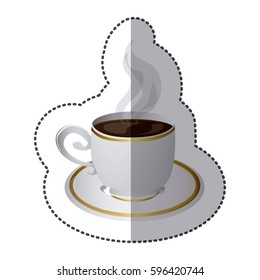 color cup with plate icon, vector illustraction design image