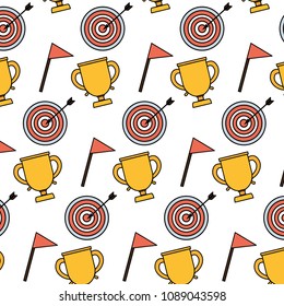 color cup prize with dartboard and event flag background