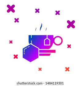 Color Cup of tea with honey icon isolated on white background. Sweet natural food. Gradient random dynamic shapes. Vector Illustration