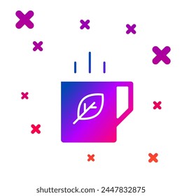 Color Cup of tea and leaf icon isolated on white background. Gradient random dynamic shapes. Vector