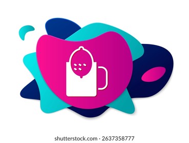 Color Cup of tea with lemon icon isolated on white background. Abstract banner with liquid shapes. Vector