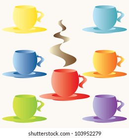 Color cups of coffee
