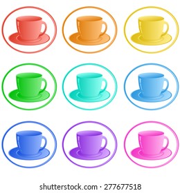 color cups vector icon set
