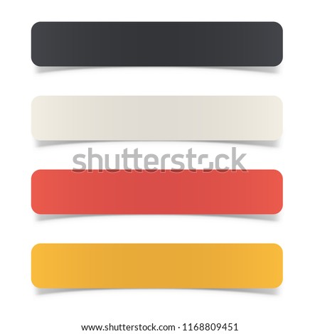 Color Curved Paper Banner Template with Shadow Effect Vector Illustration. Black, white, red and Yellow Web Banners.