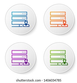 Color Customer care server icon isolated on white background. Tech support concept with male operator. Call center sign. Set icons in circle buttons. Vector Illustration