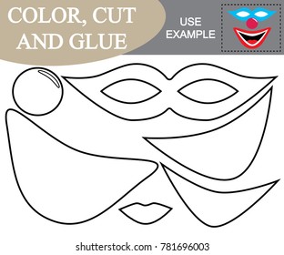 Color, cut and glue to create the image of mask of clown. 