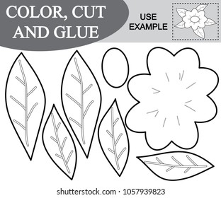 Color, cut and glue the image of flower cartoon. Educational game for children.