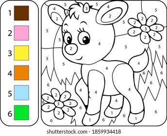 Color Cute Fawn By Numbers Beautiful Stock Vector (Royalty Free ...