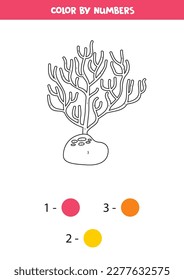 Color cute cartoon coral. Coloring page for kids. 