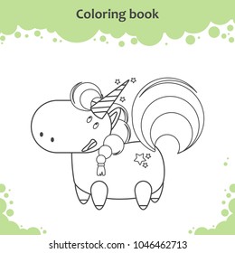 Color the cute cartoon little unicorn - coloring page for kids