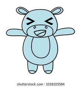 color cute and cheerful hippopotamus wild animal