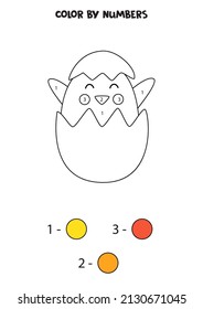 Color cute chick  by numbers. Coloring page for kids. 