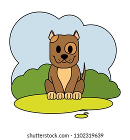 color cute dog pet animal in the landscape