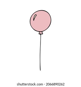 Color cute doodle vector air balloon. Hand drawn clipart