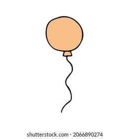 Color cute doodle vector air balloon. Hand drawn clipart
