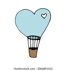Color cute doodle vector air balloon. Hand drawn clipart