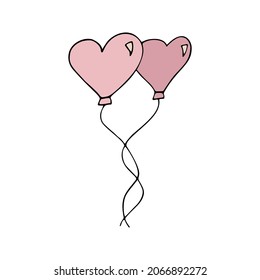 Color cute doodle vector air balloon. Hand drawn clipart