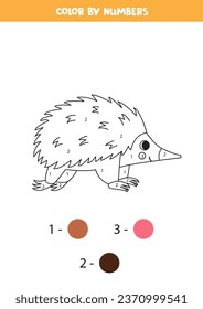 Color lindo equidna por números. Página de colorear para niños. 