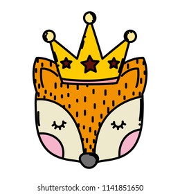 color cute fox head with luxury crown