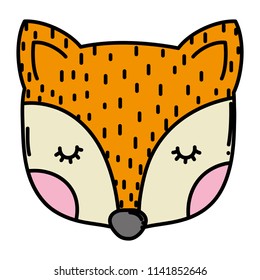 color cute fox head wild animal