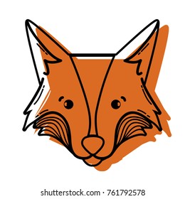 color cute fox head wild animal vector illustration