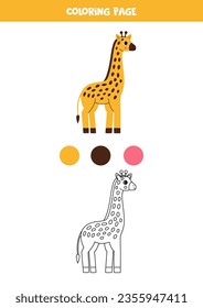 Color cute giraffe, Coloring page for kids. 
