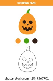 Color cute halloween pumpkin. Coloring page for kids. 