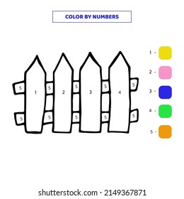 Color cute hand drawn doodle icon of a wooden fence. Vector illustration.