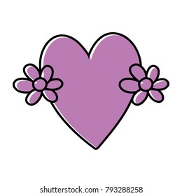 color cute love heart with flowers design