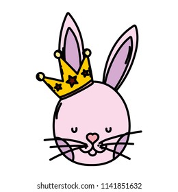 color cute rabbit head with luxury crown