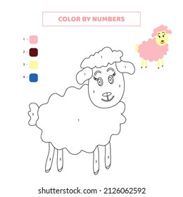 Color cute sheep by numbers. 