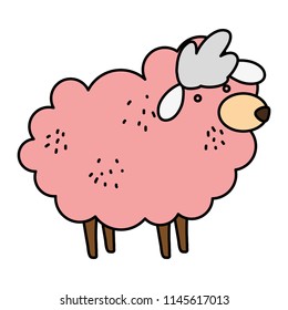 color cute sheep farm animal icon